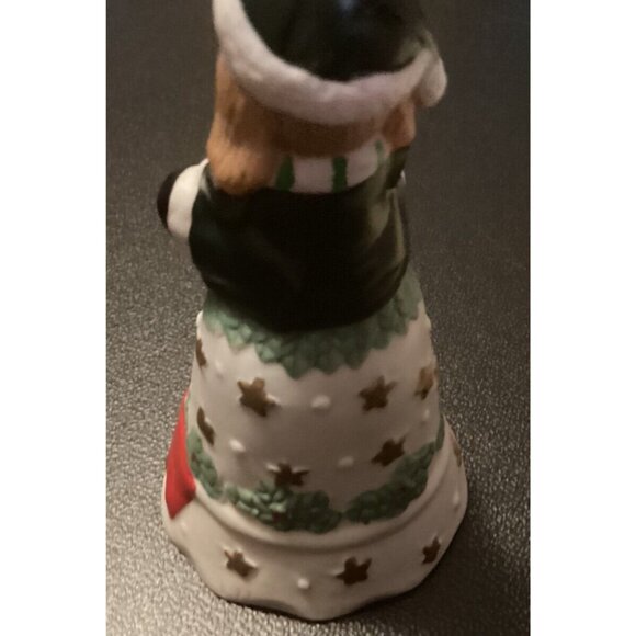 vintage small porcelain christmas bell dog on top 1980 china - Picture 5 of 5